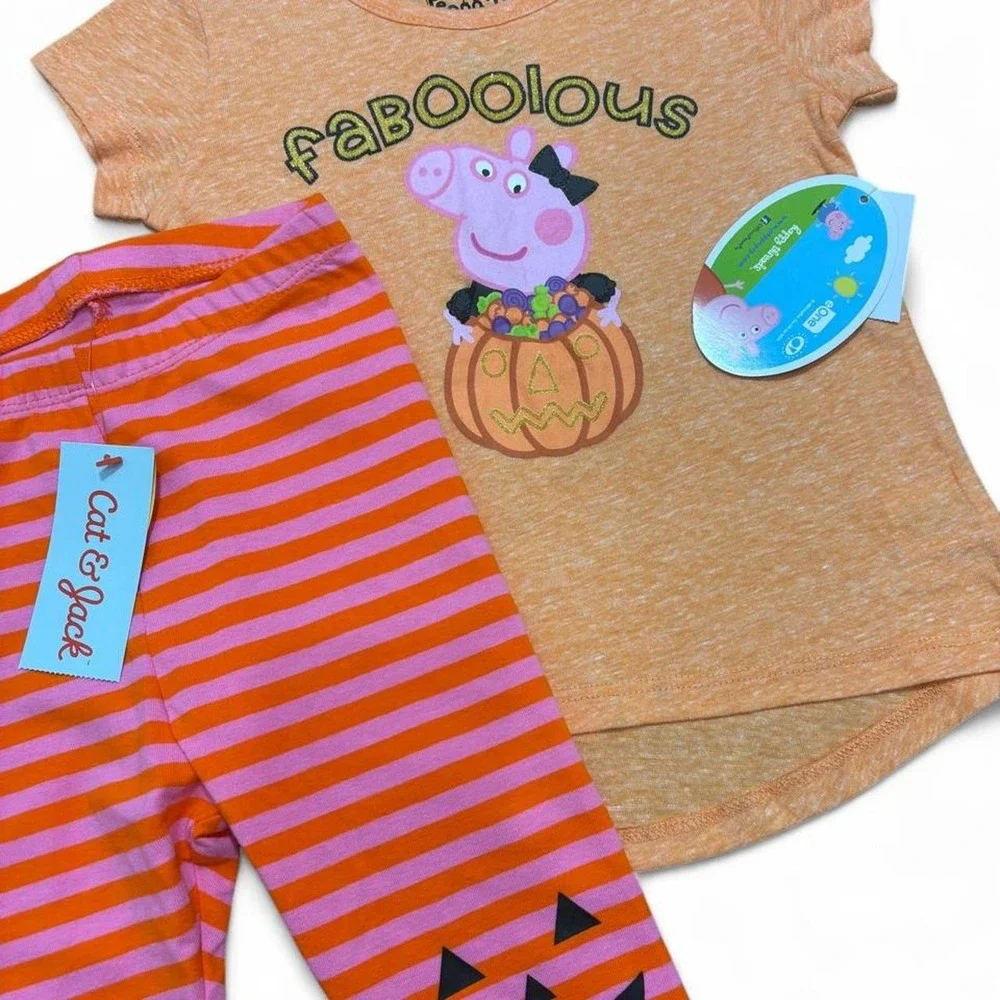 Kidcore Halloween Outfit Set 2T Peppa Pig x Cat & Jack Witchy Jack-O-Lantern